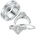 thumbnail image 1 of Newshe Jewellery Wedding Rings Set for His and Her Women Mens Tungsten Wedding Bands Pear 925 Sterling Silver Cz Size 8&10, 1 of 7