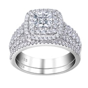 Newshe Jewellery Wedding Rings for Women Princess Engagement Ring Sets 925 Sterling Silver 1.7Ct Cross Cz Size 10