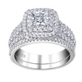 thumbnail image 1 of Newshe Jewellery Wedding Rings for Women Princess Engagement Ring Sets 925 Sterling Silver 1.7Ct Cross Cz Size 7.5, 1 of 7