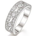 thumbnail image 1 of Newshe Jewellery Wide Moissanite Wedding Bands for Woman Vintage Eternity Rings D Color VVS1 Princess Round Size 10, 1 of 9