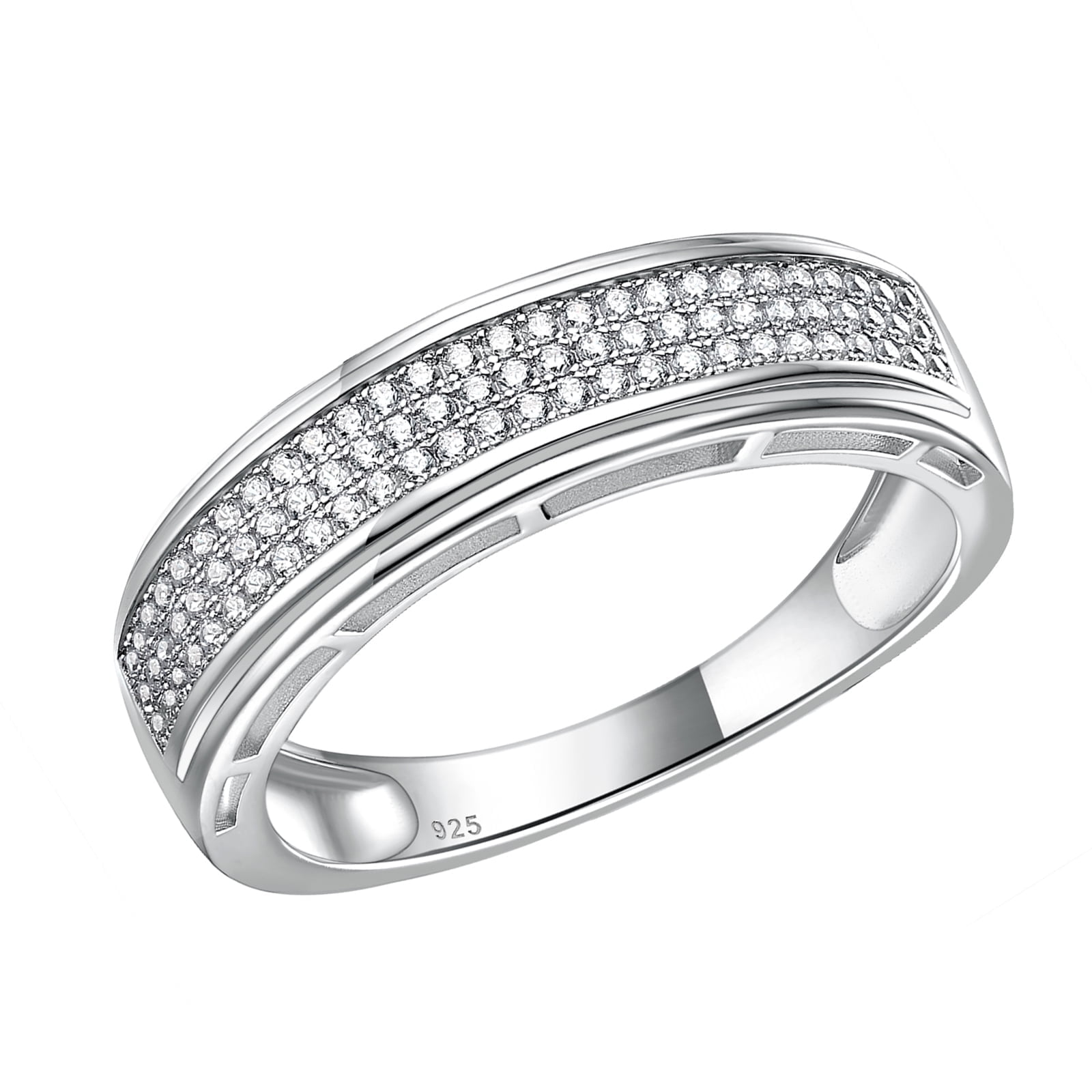 Newshe Men's Wedding Rings 925 Sterling Silver Ring 1ct 10 Newshe Men's Wedding Rings 925 Sterling Silver Ring 1ct 10