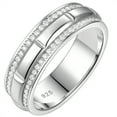 thumbnail image 1 of Newshe Mens Wedding Ring Band 925 Sterling Silver With Double Row Round Cut Cubic Zirconia Promise Ring For Him Size 12, 1 of 11