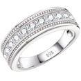 thumbnail image 1 of Newshe Mens wedding Bands 925 Sterling Silver Men Rings Wedding Band for Him 1ct Round Cubic Zirconia Promise Rings For Him Size 10.5, 1 of 11