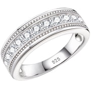 Newshe Mens wedding Bands 925 Sterling Silver Men Rings Wedding Band for Him 1ct Round Cubic Zirconia Promise Rings For Him Size 10.5
