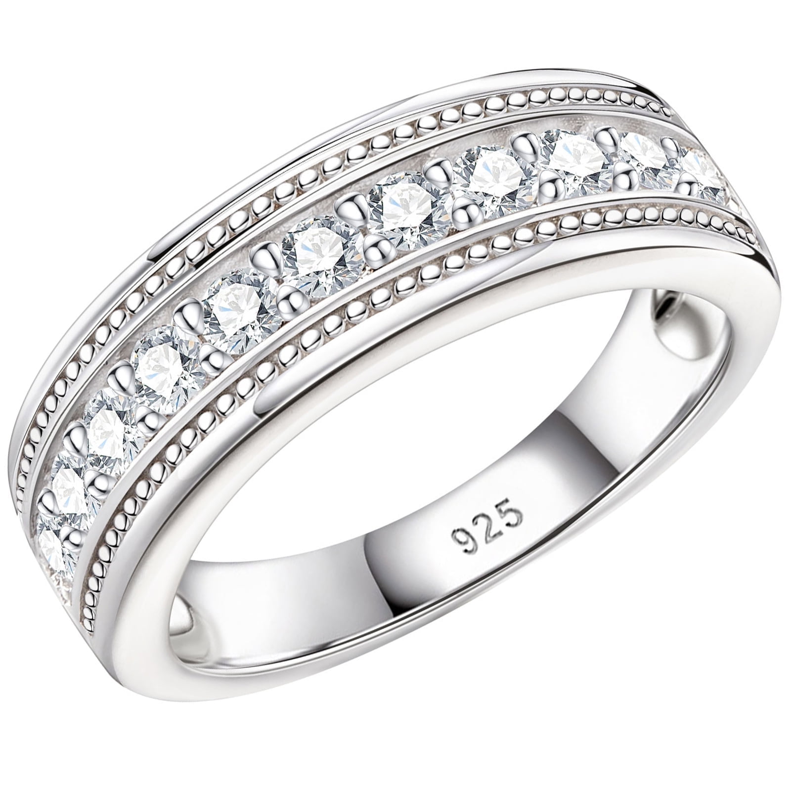 Newshe Mens wedding Bands 925 Sterling Silver Men Rings Wedding Band