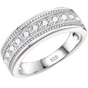 Newshe Mens wedding Bands 925 Sterling Silver Men Rings Wedding Band for Him 1ct Round Cubic Zirconia Promise Rings For Him Size 9
