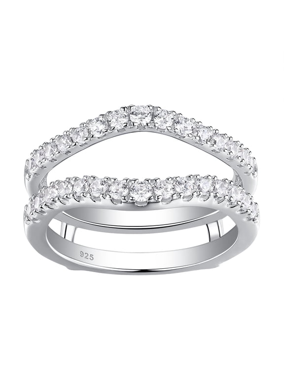 Newshe Moissanite Wedding Band for Women Ring Enhancer for Engagement Rings Bridal 925 Sterling Silver Dainty Guard Rings Size 6