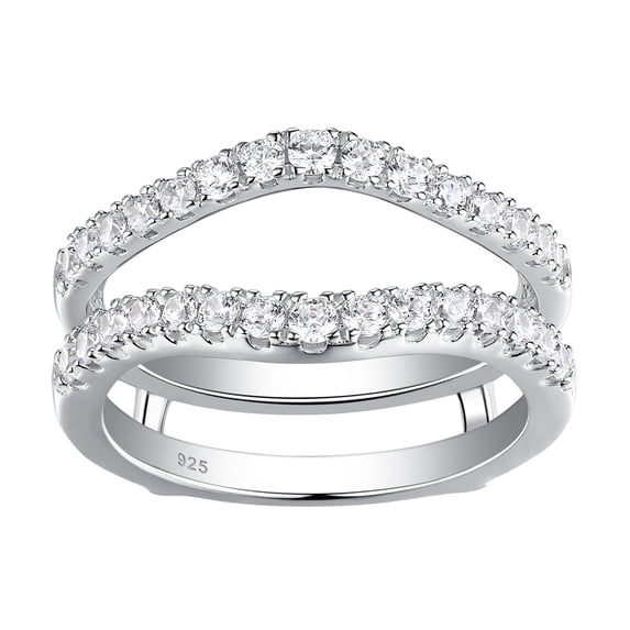 Newshe Moissanite Wedding Band for Women Ring Enhancer for Engagement Rings Bridal 925 Sterling Silver Dainty Guard Rings Size 8