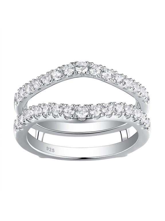 Newshe Moissanite Wedding Band for Women Ring Enhancer for Engagement Rings Bridal 925 Sterling Silver Dainty Guard Rings Size 8