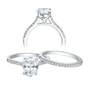 Newshe Solitaire Engagement Rings for Women Wedding Ring Set Sterling Silver Oval Cz 2.2Ct Size 5