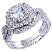 Newshe Wedding Band Engagement Ring Set for Women 925 Sterling Silver 1.8Ct Round White AAAAA Cz Size 10