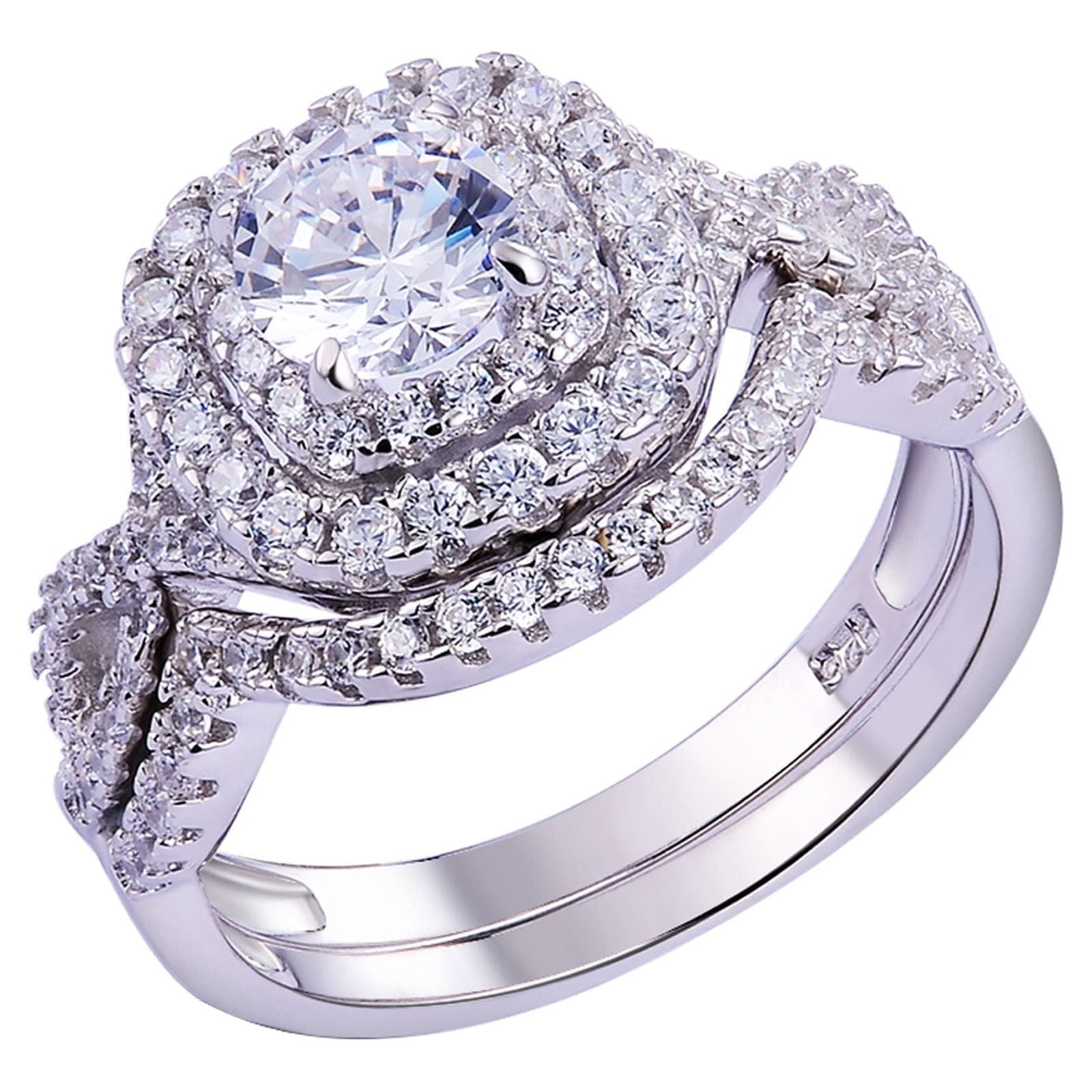 Newshe Wedding Band Engagement Ring Set for Women 