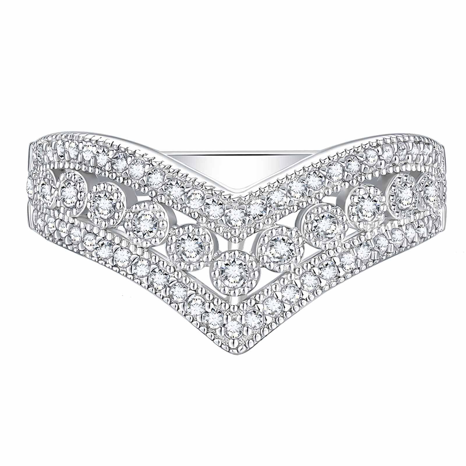 Newshe Vintage Wedding Rings for Women Solid 925 Sterling Silver 4Ct Princess Cut 5A Cubic Zircon 2Pcs Bridal Set Fine Jewelry