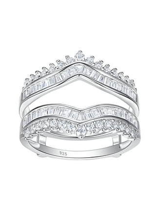 Uloveido Women Marquise Cut AAA White Cubic Zirconia Double Wedding Band  Ring Guard Enhancer Engagement Y445