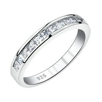 Newshe Wedding Bands Eternity Rings for Women Cubic Zirconia Princess 925 Sterling Silver Size 7
