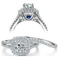 thumbnail image 1 of Newshe Wedding Engagement Ring Set 925 Sterling Silver 2ct Round Created Blue Sapphire White Cz Size 6, 1 of 7