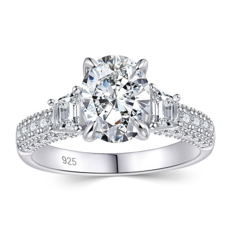 Newshe 3Ct Wedding Engagement Rings for Women Moissanite D Color VVS1 925 Sterling Silver Oval Promise Size 5