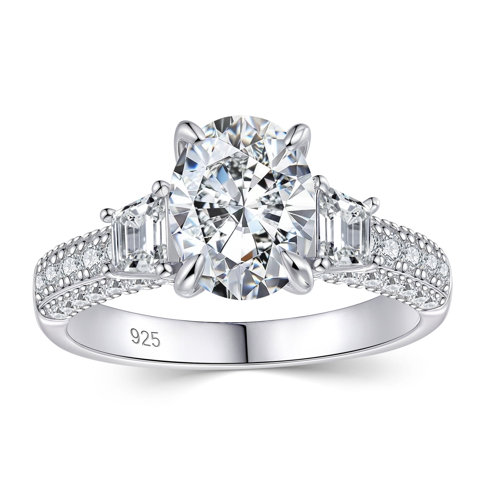 Newshe 3Ct Wedding Engagement Rings for Women Moissanite D Color VVS1 925 Sterling Silver Oval Promise Size 7