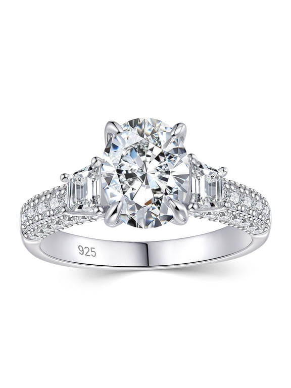 Newshe 3Ct Wedding Engagement Rings for Women Moissanite D Color VVS1 925 Sterling Silver Oval Promise Size 7