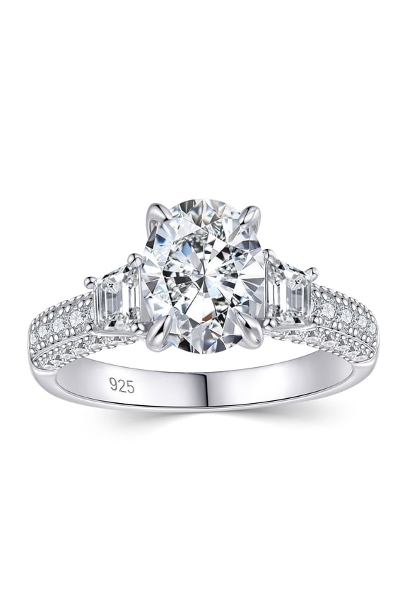 Newshe 3Ct Wedding Engagement Rings for Women Moissanite D Color VVS1 925 Sterling Silver Oval Promise Size 8