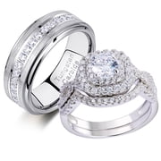 Newshe Wedding Ring Sets For His and Hers Promise Couples Rings Tungsten Wedding Bands White Cz Size 10&9