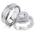 thumbnail image 1 of Newshe Wedding Ring Sets For His and Hers Promise Couples Rings Tungsten Wedding Bands White Cz Size 11&9, 1 of 6