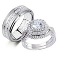 thumbnail image 1 of Newshe Wedding Ring Sets for Him and Her 925 Matching Promise Rings for Couples Women Mens Tungsten Band Size 8&8, 1 of 6