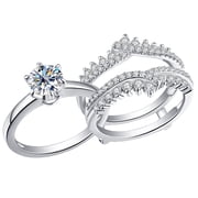 Newshe Wedding Rings for Women Engagement Ring Enhancer Band Bridal Set 1.8Ct Round AAAAA Cz White Gold Plated Size 10