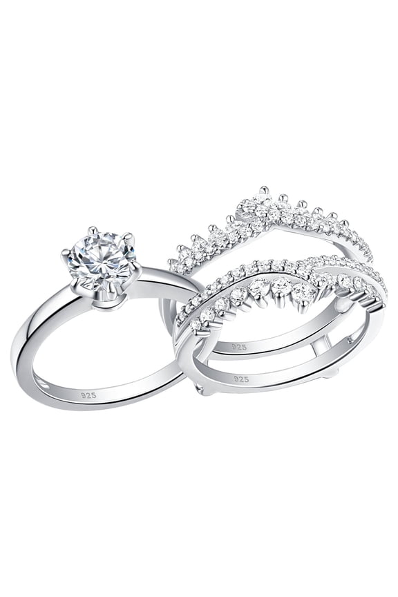 Newshe Wedding Rings for Women Engagement Ring Enhancer Band Bridal Set Sterling Silver 1.8Ct Cz Size 7