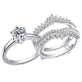 thumbnail image 1 of Newshe Wedding Rings for Women Engagement Ring Enhancer Band Bridal Set 1.8Ct Round AAAAA Cz White Gold Plated Size 7, 1 of 11
