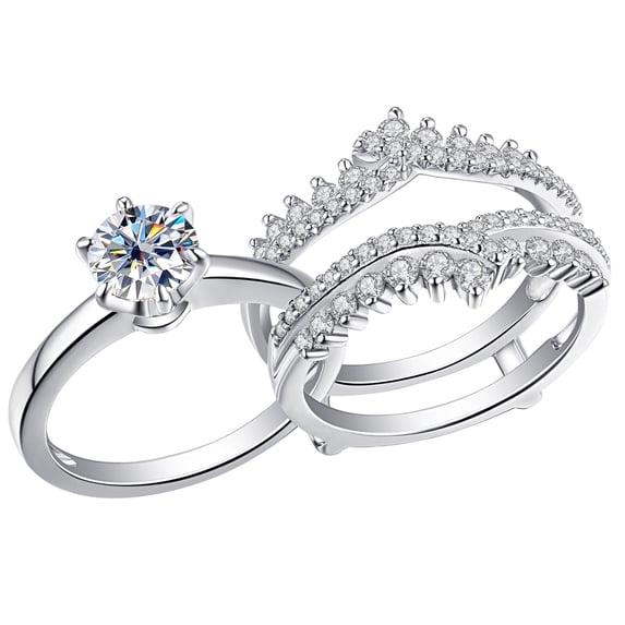 Newshe Wedding Rings for Women Engagement Ring Enhancer Band Bridal Set 1.8Ct Round AAAAA Cz White Gold Plated Size 7