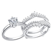 Newshe Wedding Rings for Women Engagement Ring Enhancer Band Bridal Set Sterling Silver 1.8Ct Cz Size 8