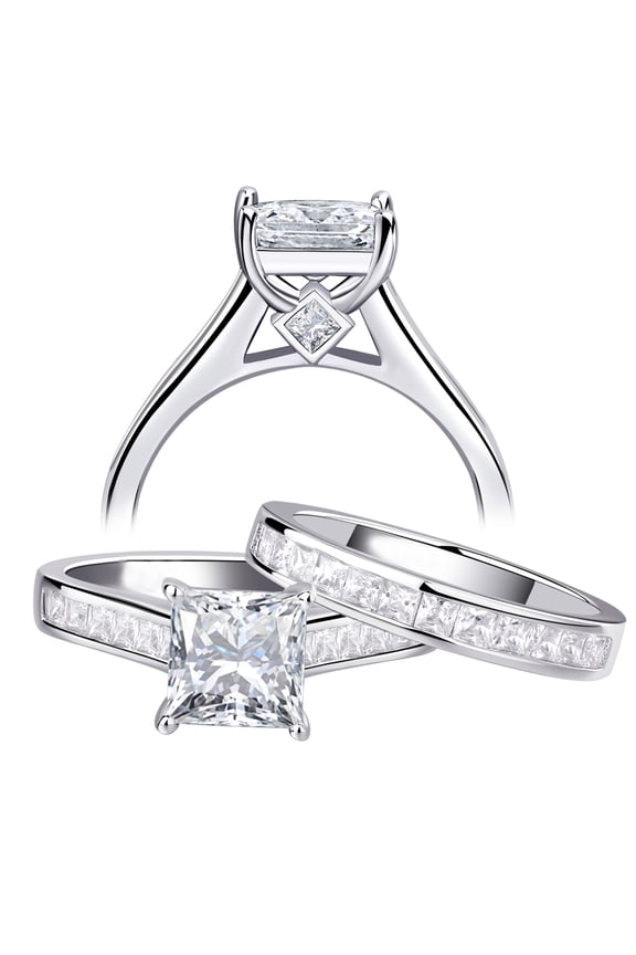 4 Ct Moissanite Wedding Rings for Women Promise Engagement Ring Sets VVS1 D Color Princess Size 8