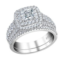 Farvoery 2pcs Full Diamond Ring Set Size 6 To10 Engagement Wedding ...