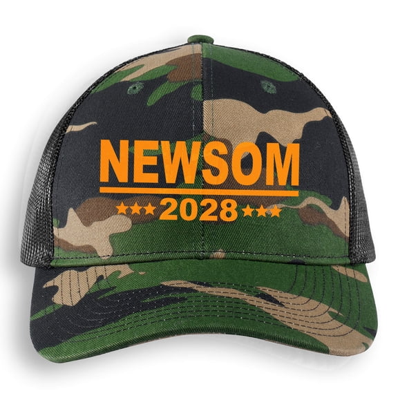 Newsom Hat 2028 Camo Fatigue Mesh Back Gavin Newsom 2028 Cap Birthday Gift for Him Gift for Her Made To Order With Love
