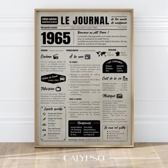 Newspaper Birth Announcement Poster From Nineteen Sixty Five, Unframed Paper Poster 8x10in