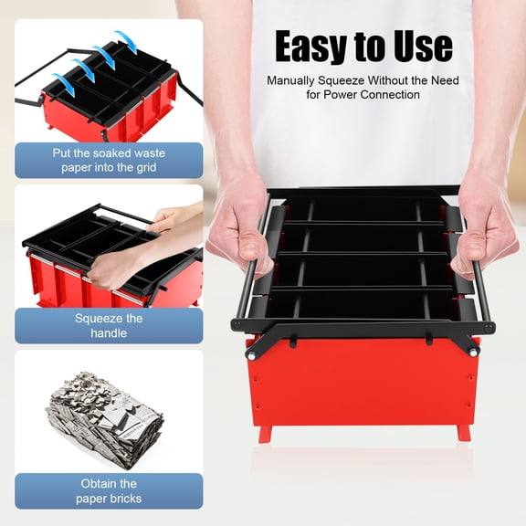 Newspaper Briquette Maker, Eco-Friendly Recycled Paper Log Press Machine, Free Fuel Paper Brick Maker for Indoor Outdoor Garden Heating Stove