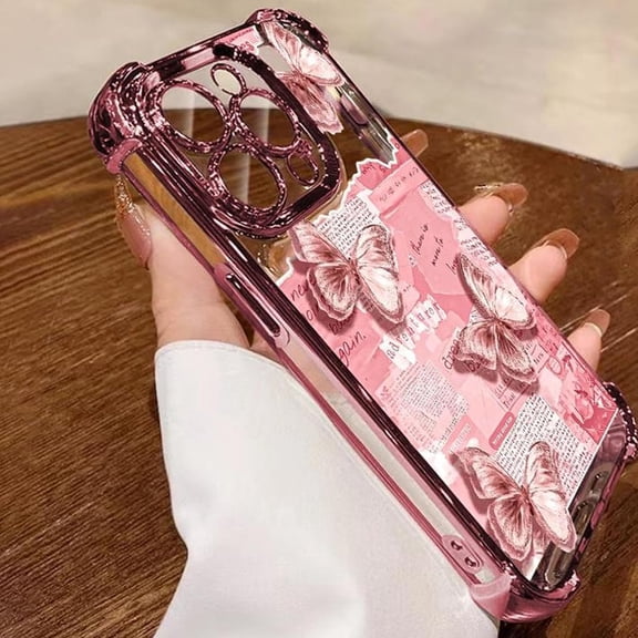 Newspaper Butterfly Pattern Phone Case, Newspaper Butterfly Pattern Women's Phone Case for iPhone 13/14/15/16/17 Pro Max (for iPhone 16Pro,Case)