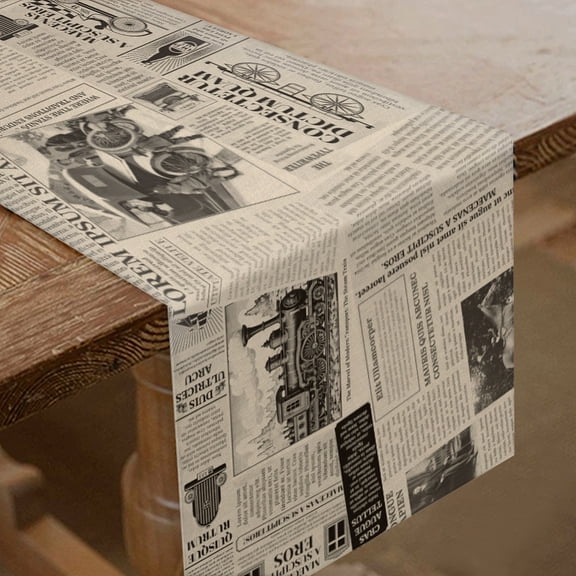 Newspaper Collage Table Runner Universal Retro Style Centerpiece Table Decorations