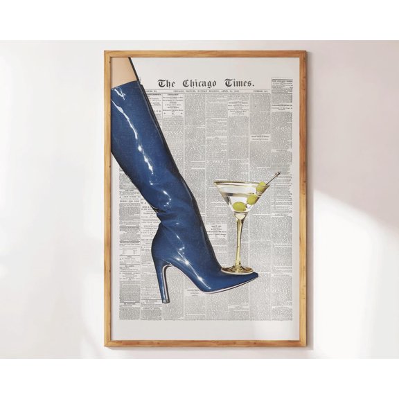 Newspaper Girly Cocktail Newspaper Gallery Wall Art Unframed Paper Print