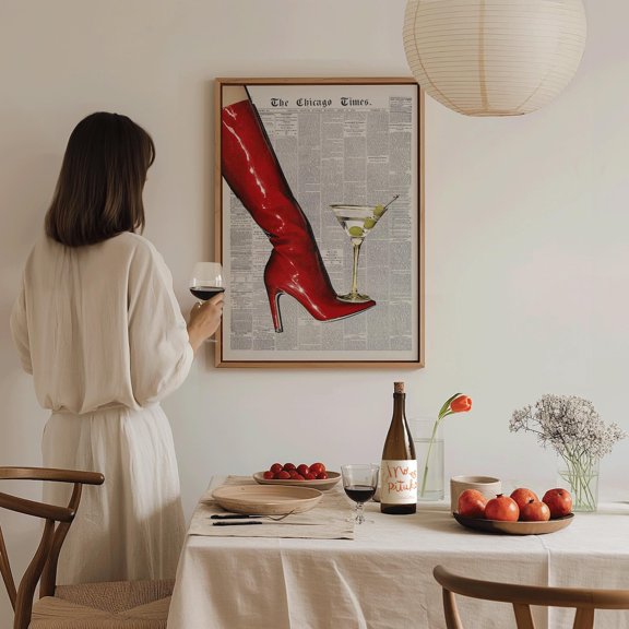 Newspaper Girly Cocktail Newspaper Minimalist Wall Decor Unframed Paper Print