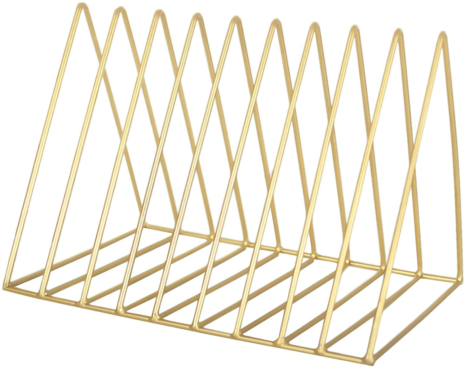Newspaper Rack Metal, Magazine Rack Gold, 9 Slots Triangle Desktop ...