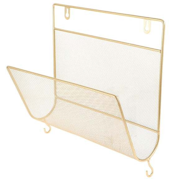 Newspaper Rack Wall Hanging Files Organizer Magazine Holder Book Shelf Stand Office Golden