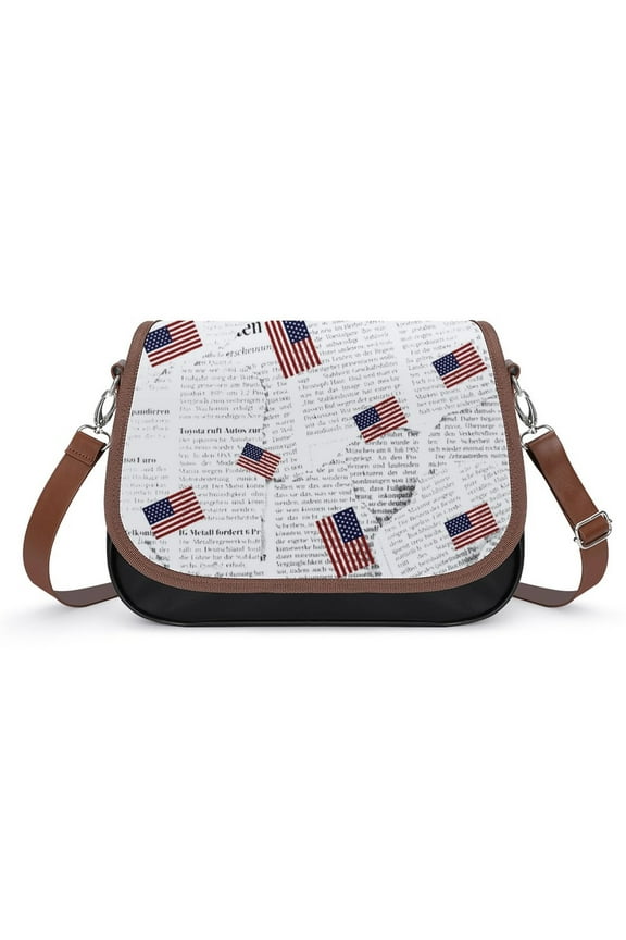 Newspaper, Repeating Pattern Vintage Crossbody Bag for Women Medium Leather Hobo Bags Shoulder Bag Classic City Leather Satchels