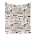 thumbnail image 1 of Newspaper Soft Flannel Fleece Blanket, Retro Style Newspaper Pages with Colorful Ornamental Elements Illustration, Cozy Plush for Indoor and Outdoor Use, 50" x 60", Black White Pink, by Ambesonne, 1 of 6