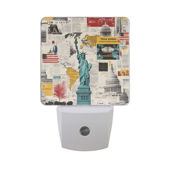 Newspaper Statue Architectures LED Night Light with Smart Sensor Plug Into Wall Dusk to Dawn 2 packs