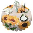 thumbnail image 1 of Newspaper Text Sunflower Pattern Round Tablecloth 60"x60",Wrinkle Wipeable Table Cloth for Kitchen Dining Room Picnic Patio Party, 1 of 6