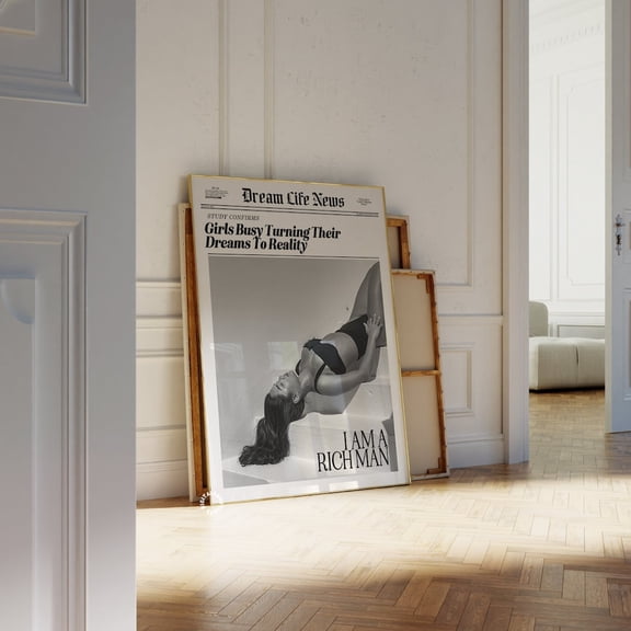 Newspaper Trendy Black And White Retro Prints Aesthetic News Girly, Unframed Paper Print Size 8x12