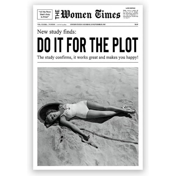 Newspaper Wall Art Black And White Aesthetic Poster Do It for the Plot Canvas Prints Decor Vintage Trendy Pictures for Home Dorm living Room Kitchen Bedroom Wall Decoration 12x18inch Unframed