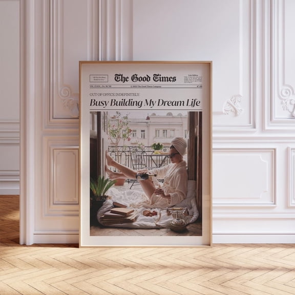 Newspaper Wall Decor Busy Building My Dream Life Paris